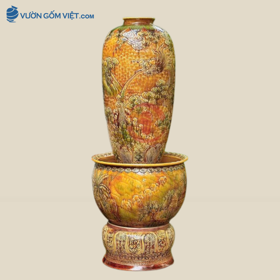 Bộ Lu Nước Phong Thủy Long Vân Khải Thái Hàng Độc Bản Cao Cấp ( 171cm )