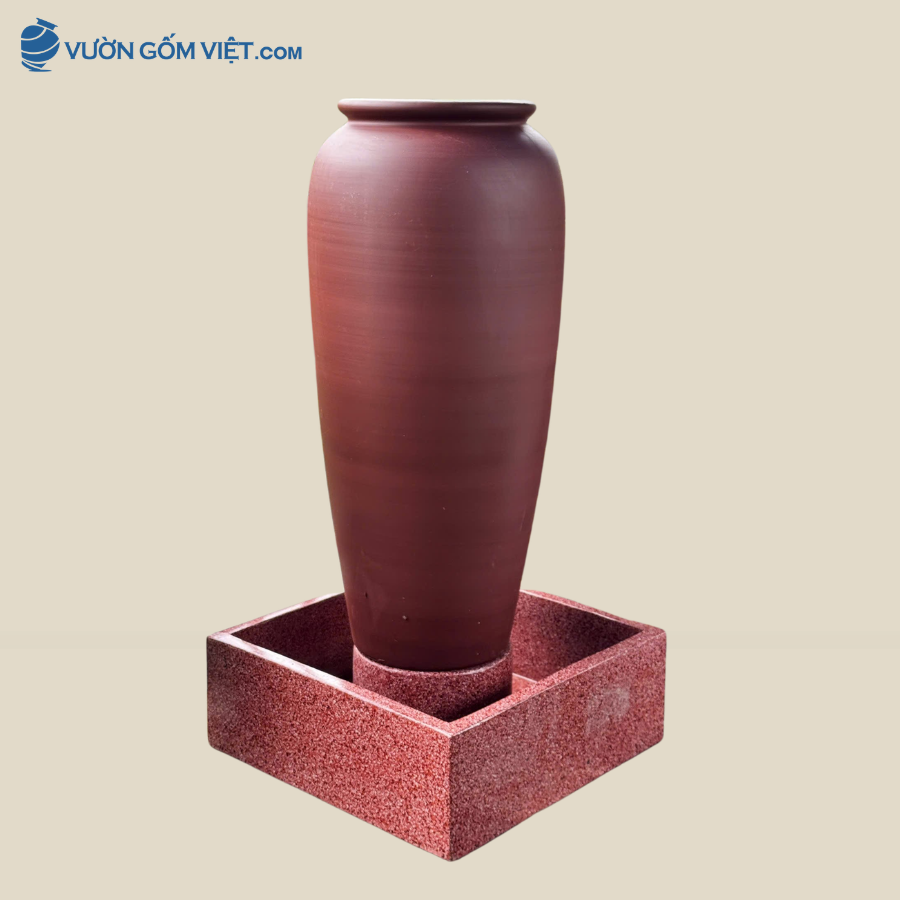 Bộ Lu Nước Phong Thủy Nâu Đất Hoàng Thổ ( 1m15 )