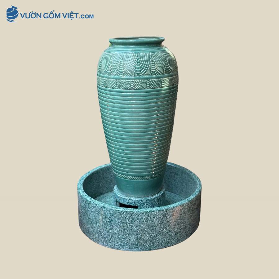Bộ Lu Nước Phong Thủy Họa Tiết Vòng Lặp ( 105cm )
