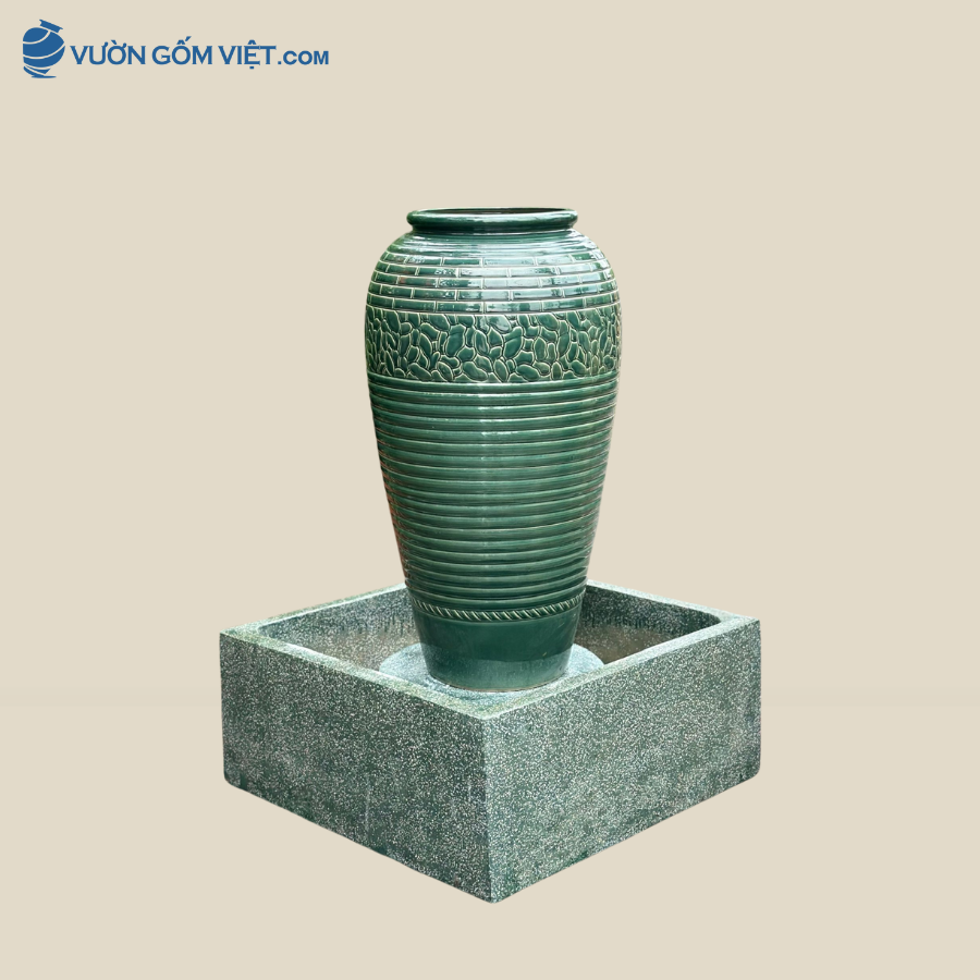 Bộ Lu Nước Phong Thủy Sọc Vân Đá Xanh ( 90cm )