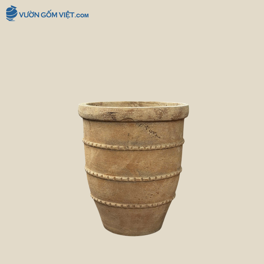 Chậu Đất Nung Sọc Nổi Cao 52cm - C086