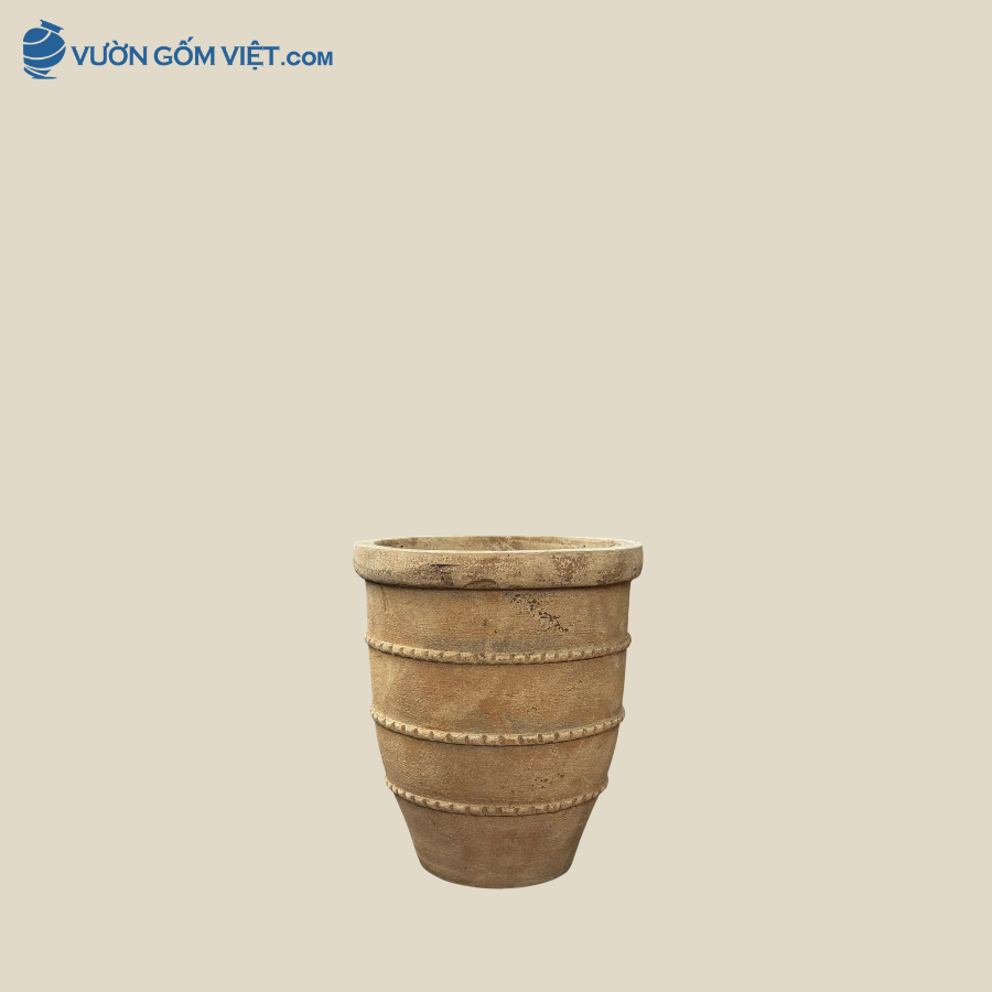 Chậu Đất Nung Sọc Nổi Cao 34cm - C084