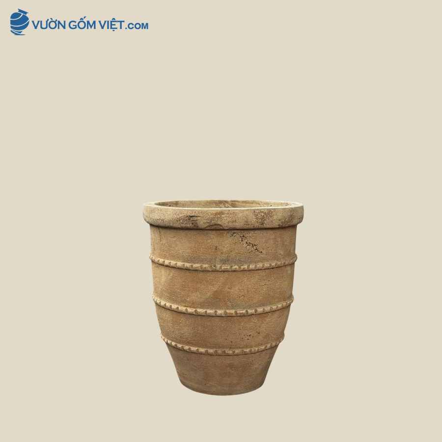 Chậu Đất Nung Sọc Nổi Cao 46cm - C085