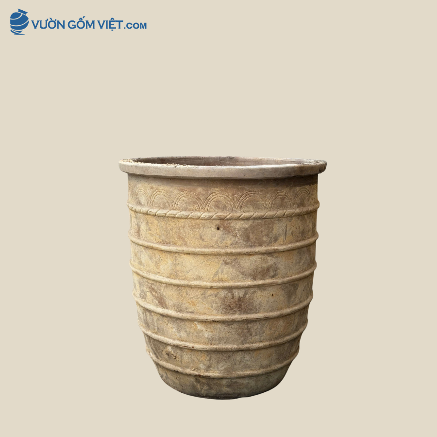 Chậu Đất Nung Sọc Ngang Cao 52cm - C117