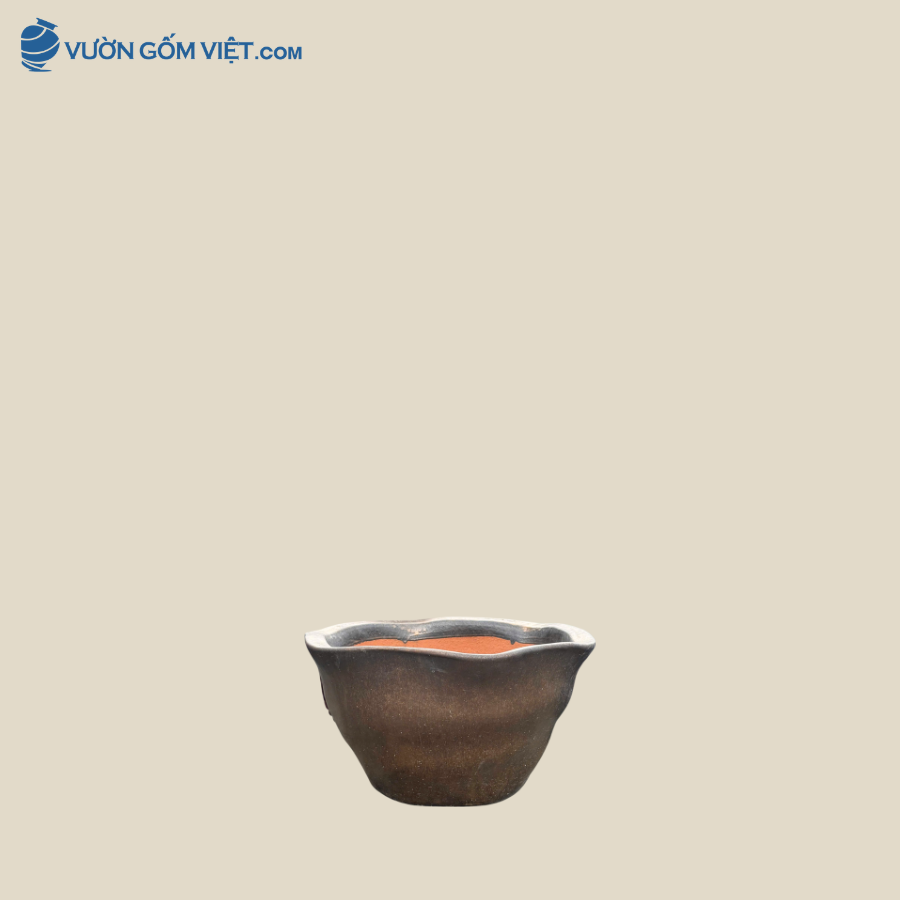 Chậu Lượn Nâu Đồng Cổ Điển Cao 25cm - C127