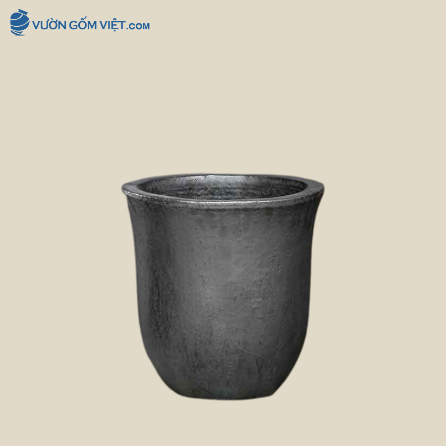 Chậu Gốm Sân Vườn Decor Màu Đen Cao 50cm - C071
