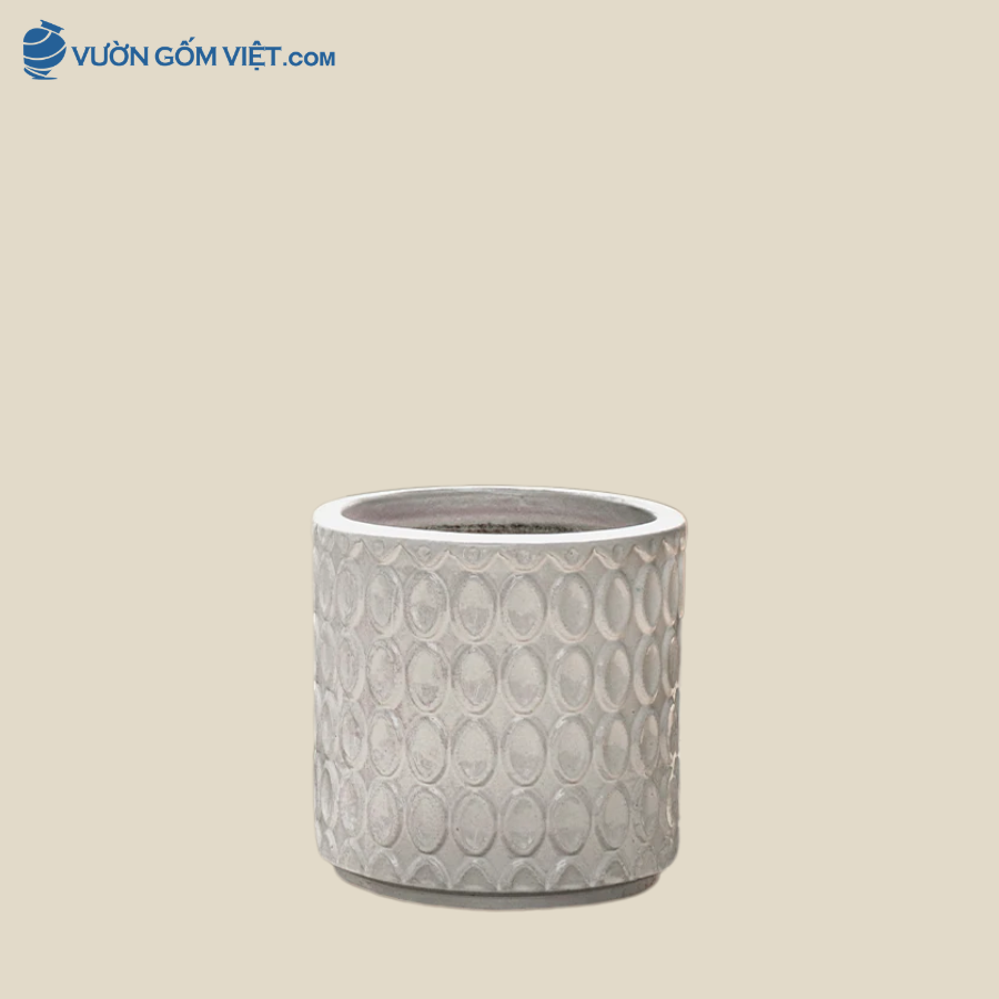 Chậu Trụ Sứ Trắng Vân Kim Cương Cao 40cm - C036