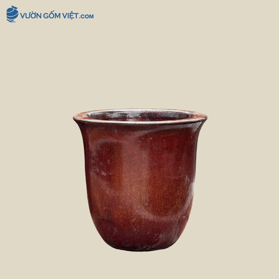 Chậu Gốm Sân Vườn Decor Nâu Cổ Điển Cao 51cm - C006
