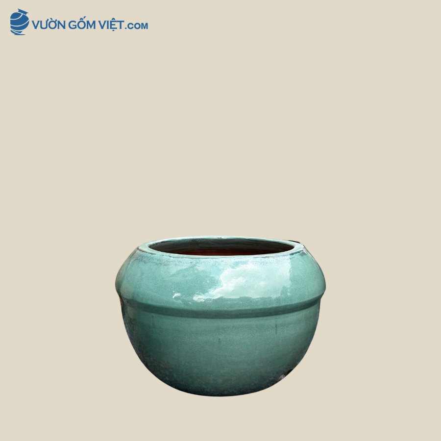 Chậu Tròn Bầu Xanh Mint Cao 36cm - C133