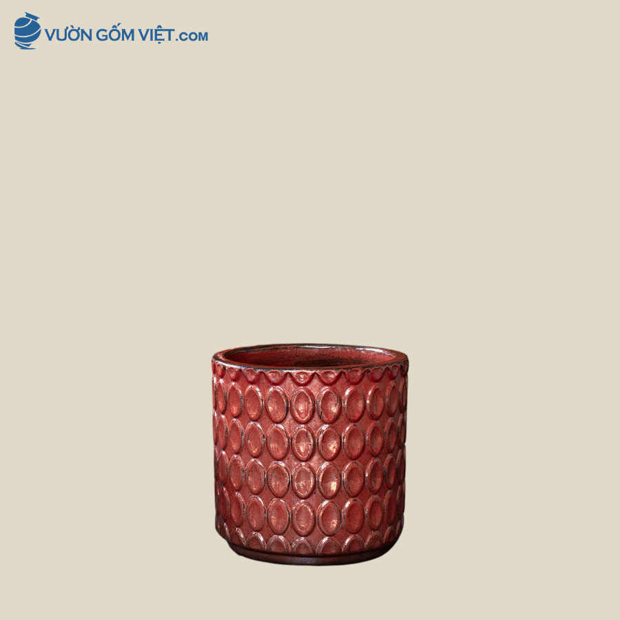 Chậu Trụ Sứ Nâu Vân Kim Cương Cao 30cm - C025