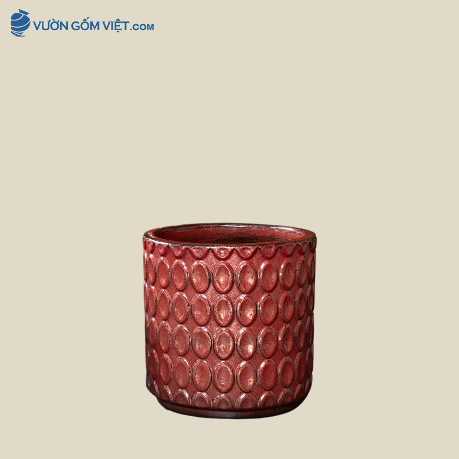 Chậu Trụ Sứ Nâu Vân Kim Cương Cao 40cm - C026