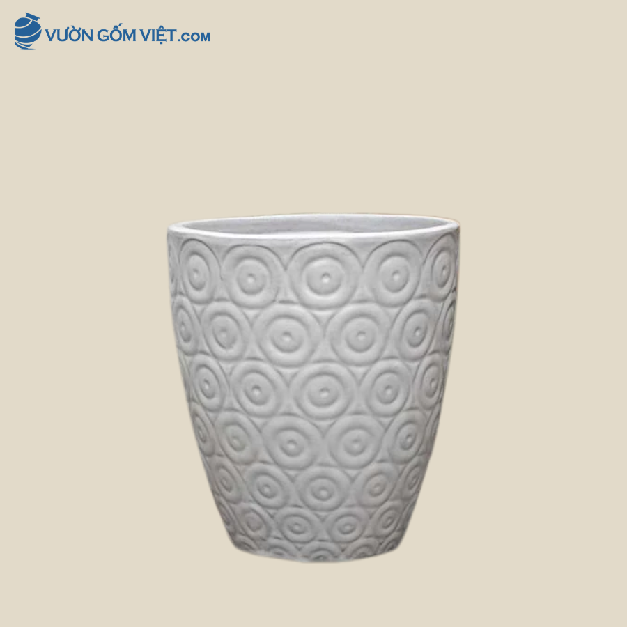 Chậu Dáng Vát Hoa Hồng Màu Trắng Cao 63cm - C077