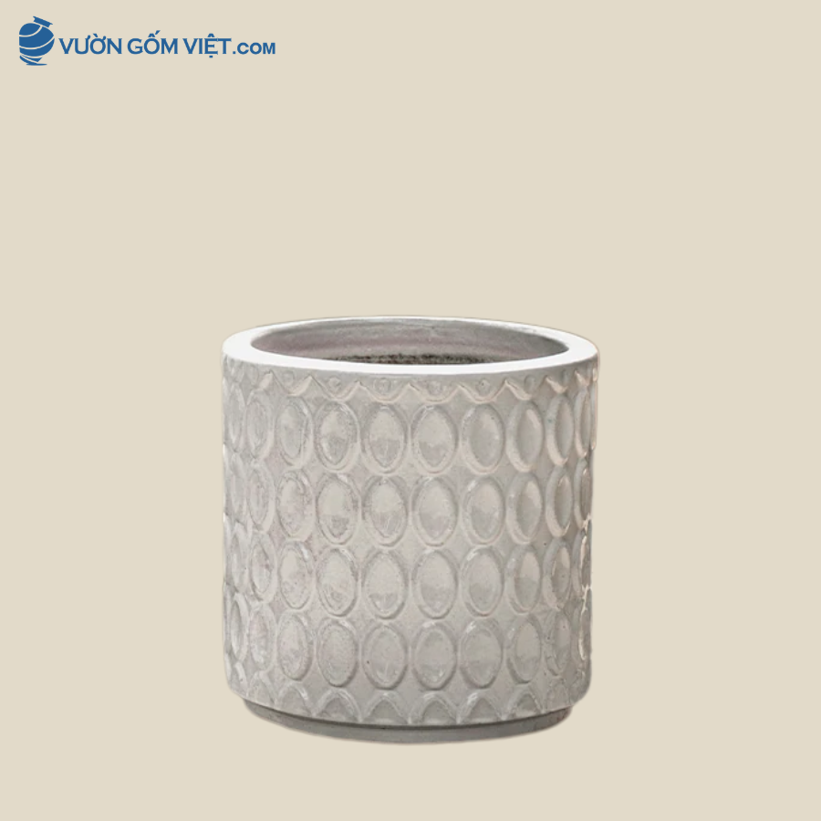 Chậu Trụ Sứ Trắng Vân Kim Cương Cao 50cm - C035