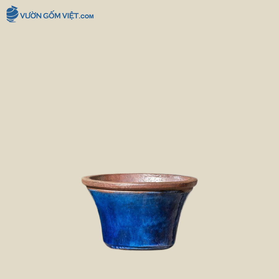 Chậu Sân Vườn Màu Xanh Dương Đậm Cao 27cm - C110