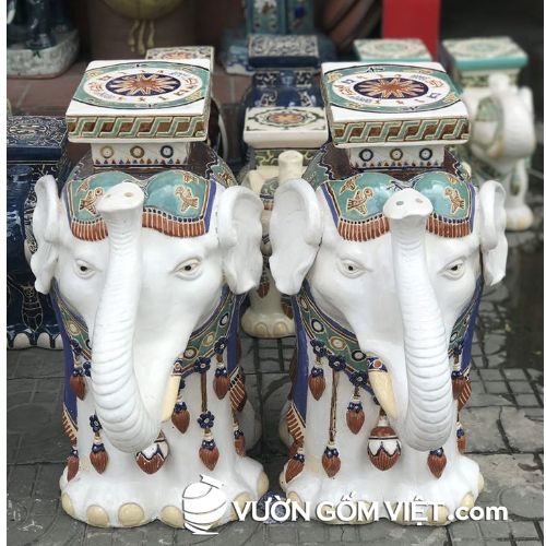 Đôn voi chân cao - đôn gốm sứ nghệ thuật - Gốm sứ trang trí sân vườn