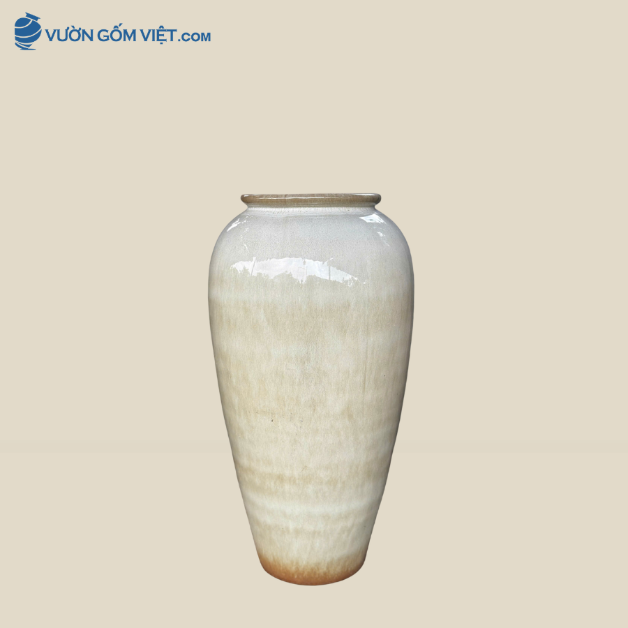 Lu Trồng Cây Sảnh, Lu Decor Cao 72cm Màu Ngọc Trai