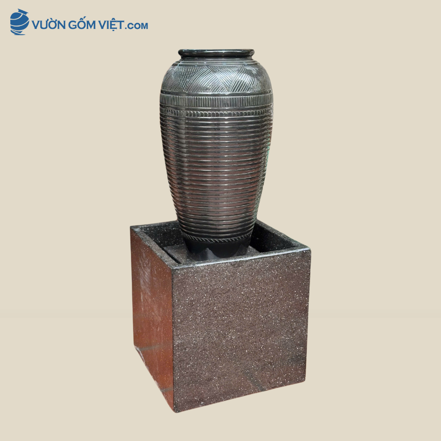 Bộ Lu Nước Phong Thủy Sọc Đen Cao 115cm