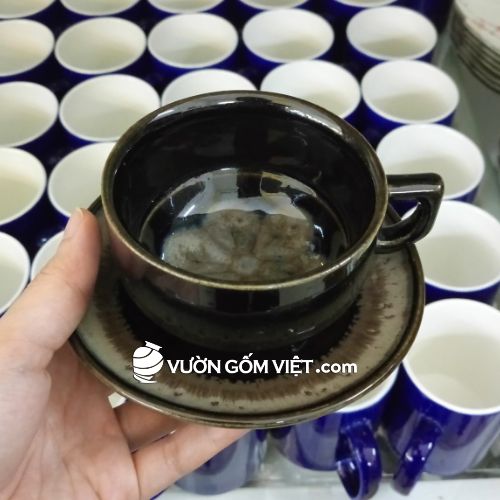 Tách cafe men đen bông mai cao cấp