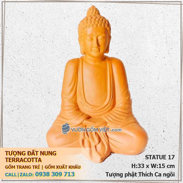 Tượng Phật Thích Ca ngồi 17 gốm đất nung trang trí Terracotta