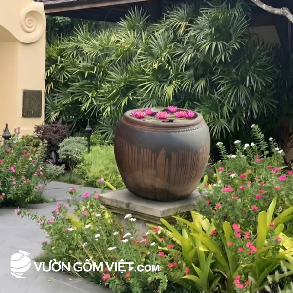 chum, chậu gốm mộc decor