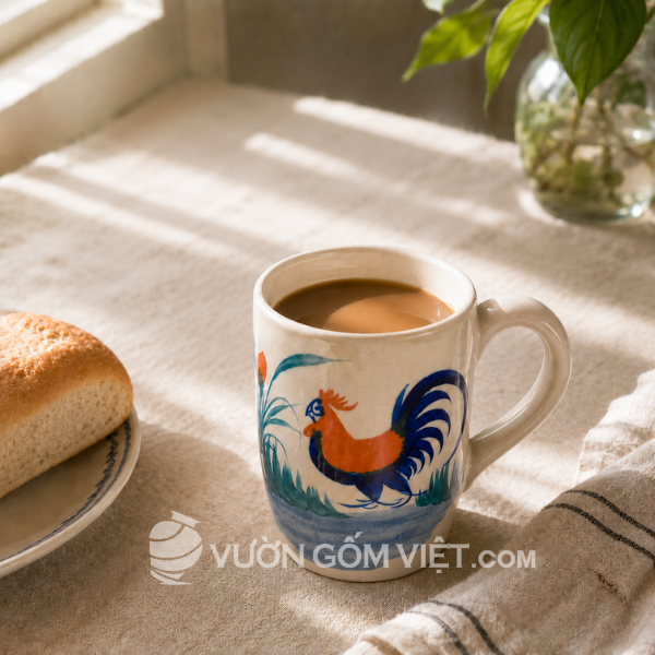 Ly Bia Có Quai Vẽ Gà