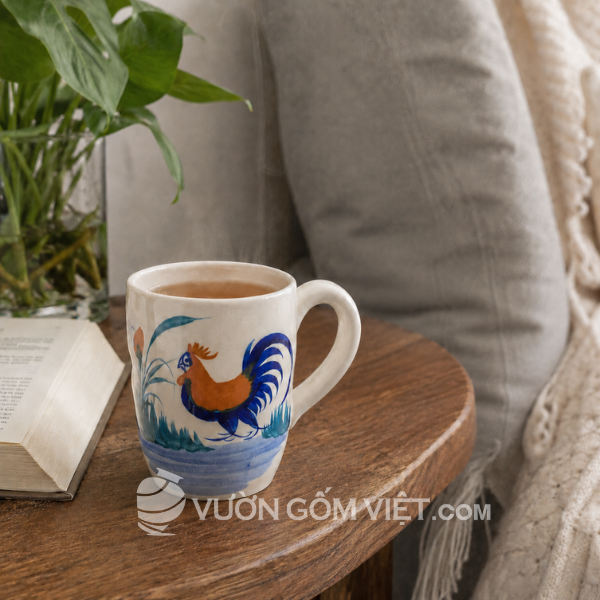 Ly Bia Có Quai Vẽ Gà
