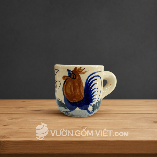 Cốc Trà Có Quai Vẽ Gà