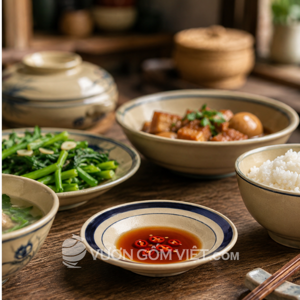 Đĩa lót chén chỉ xanh