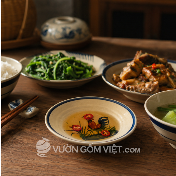 Đĩa lót chén vẽ gà