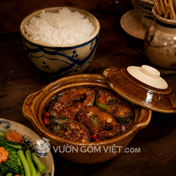 Niêu đất 2 quai tráng men
