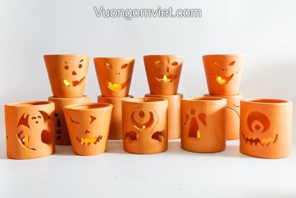 đèn nến trang trí gốm đất nung
