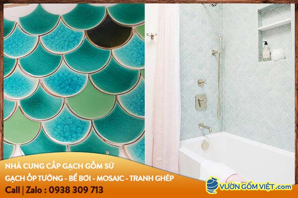 Gạch gốm mosaic vảy cá được ứng dụng rộng rãi trong lĩnh vực trang trí nội ngoại thất