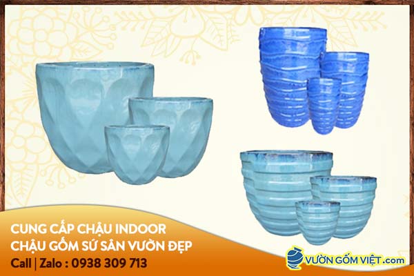 Chậu gốm Bát Tràng cũng có nhiều dòng men từ men trơn; men rạn; men sôi đến lớp men kết hợp vừa men trơn vừa men sôi.