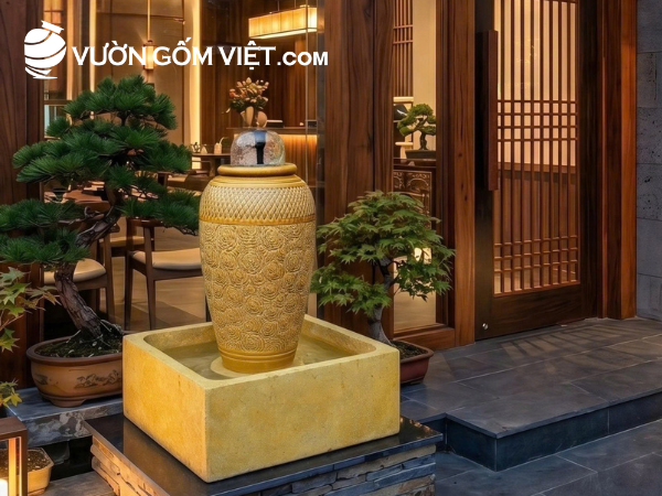 lu nước phong thủy decor