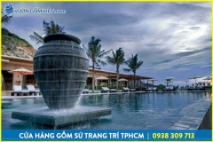 Tiểu cảnh chum nước thiết kế nhà hàng khách sạn, resort sang trọng